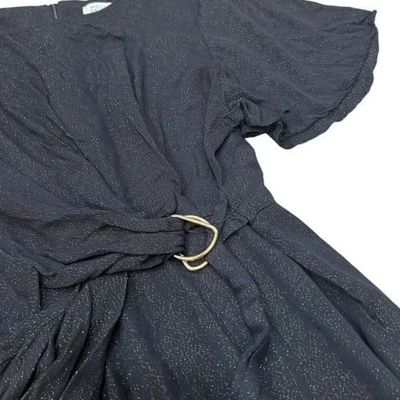 Molly Bracken Black Gold Sparkle Draped Playsuit Romper M - Picture 3 of 6